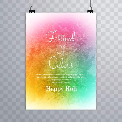 Happy holi festival.holi brochure splash colorful watercolors ba vector