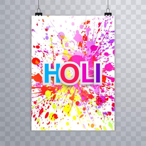 Happy holi festival holi folleto colorido diseño vectorial vector