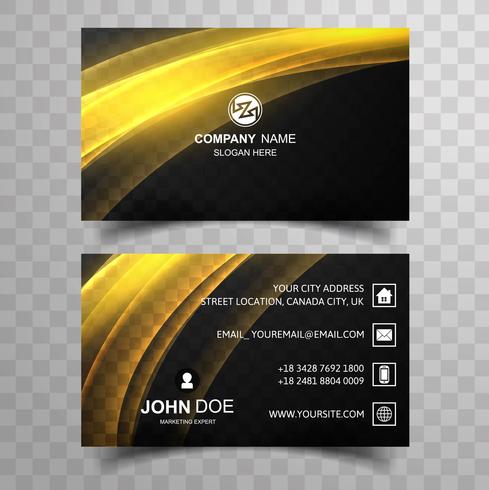 Abstract business card template with shiny wave design vector