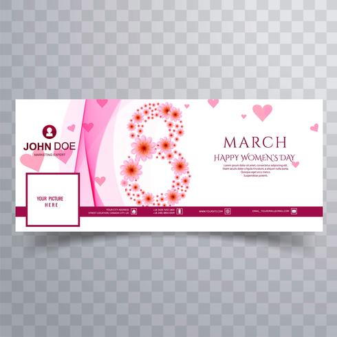 Women's day facebook cover with wave design vector