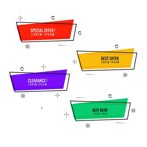 Modernas banderas de memphis vector