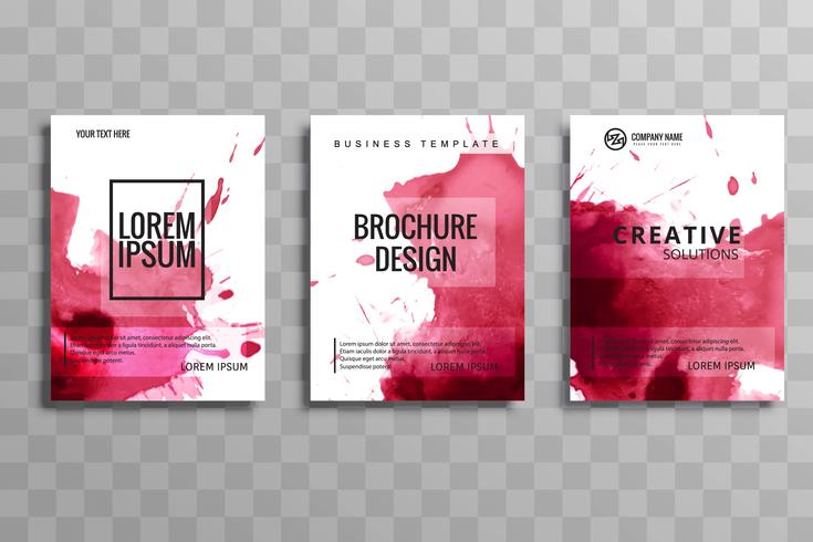 Abstract vector brochure watercolor set template. Flyer layout d