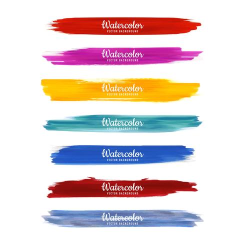 Colorido pincel acuarela trazo set vector