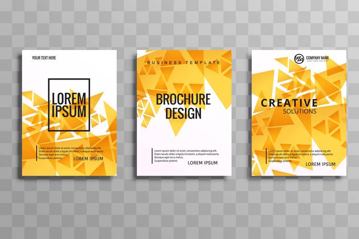 Diseño de volante conjunto creativo abstracto polígono naranja folleto vector