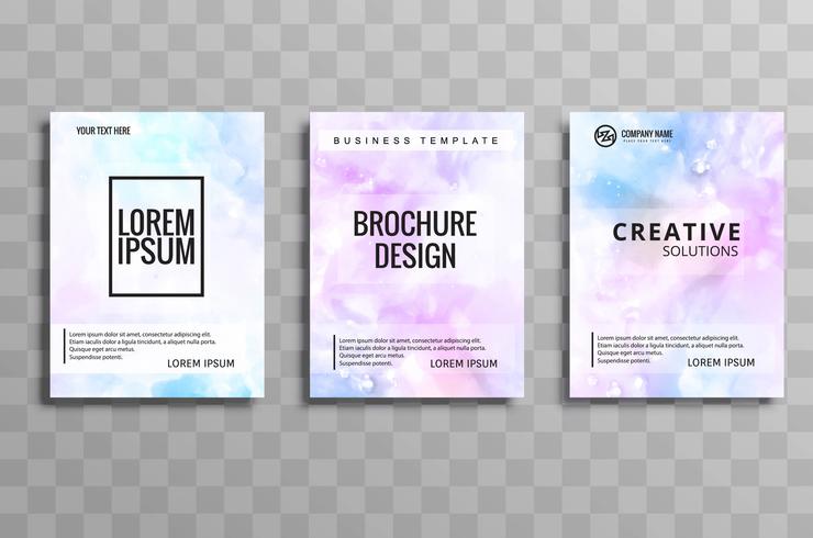 Beautiful watercolor business brochure colorful set of cards vec vector