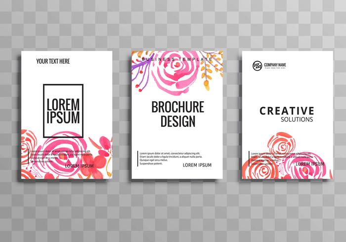 Abstract business brochure flower template set vector