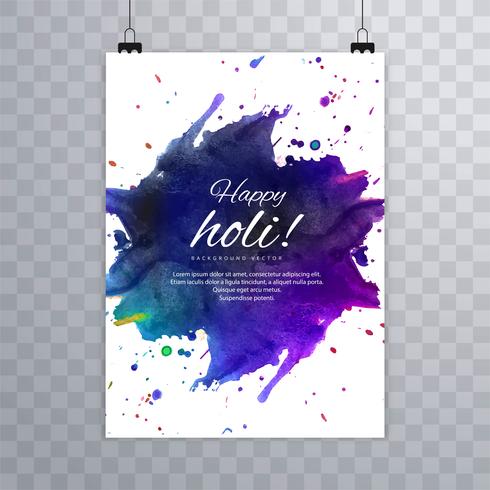 Folleto de Holi colorido de plantilla para Holi celebración backgrou vector