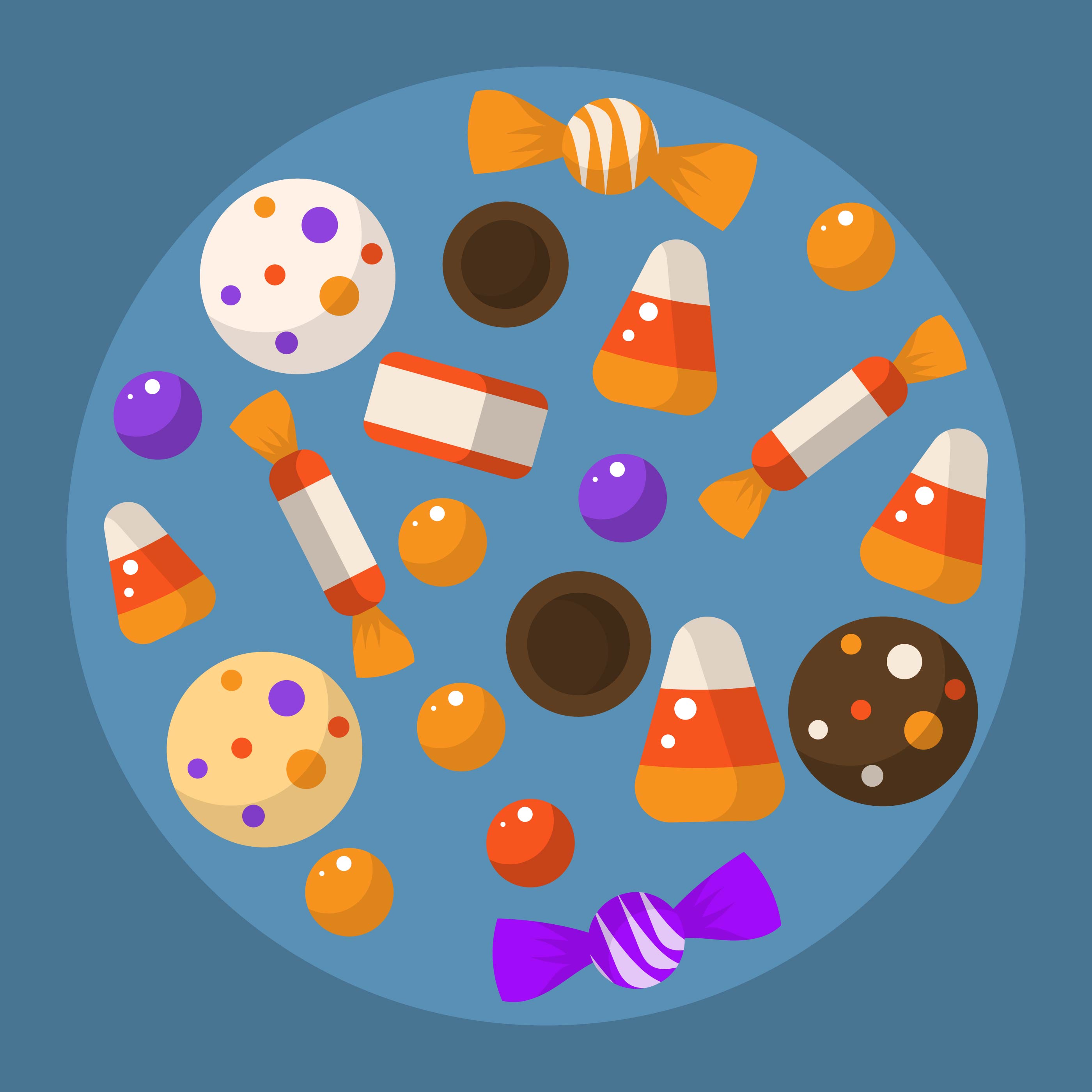 Download Flat Halloween Candy Collection Vector Illustration ...
