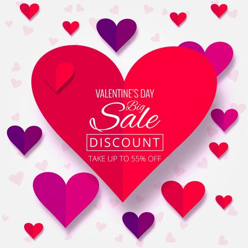 Beautiful hearts valentine's day sale background illustration vector