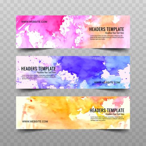 Modern watercolor banners set vector