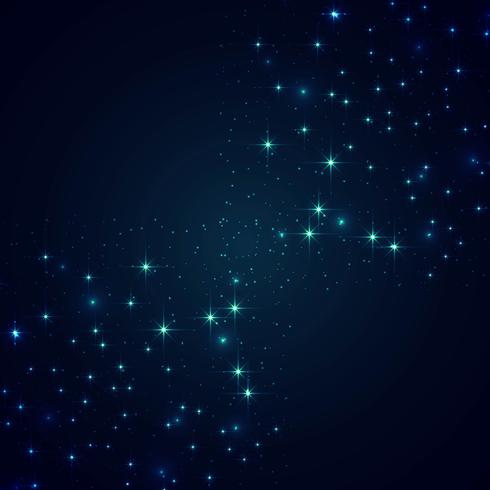 Abstract glittering stars on blue background vector