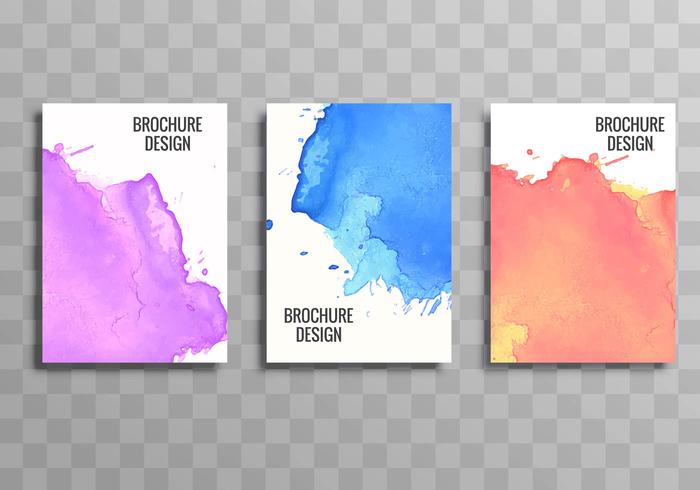 Elegant colorful business brochure set watercolor design vector