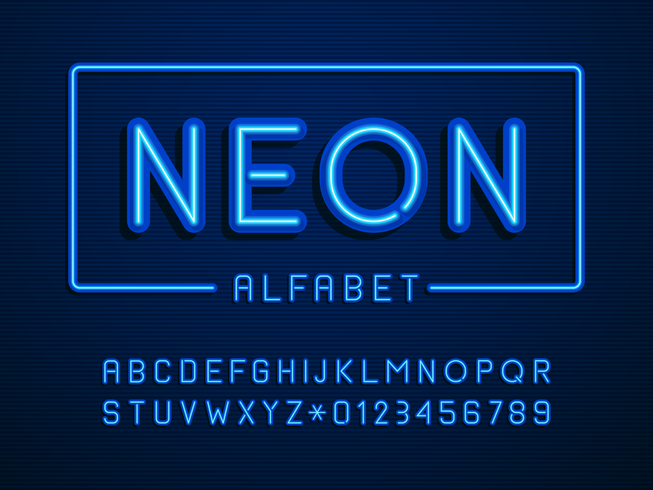 Vector de letras y números de alfabeto de neón