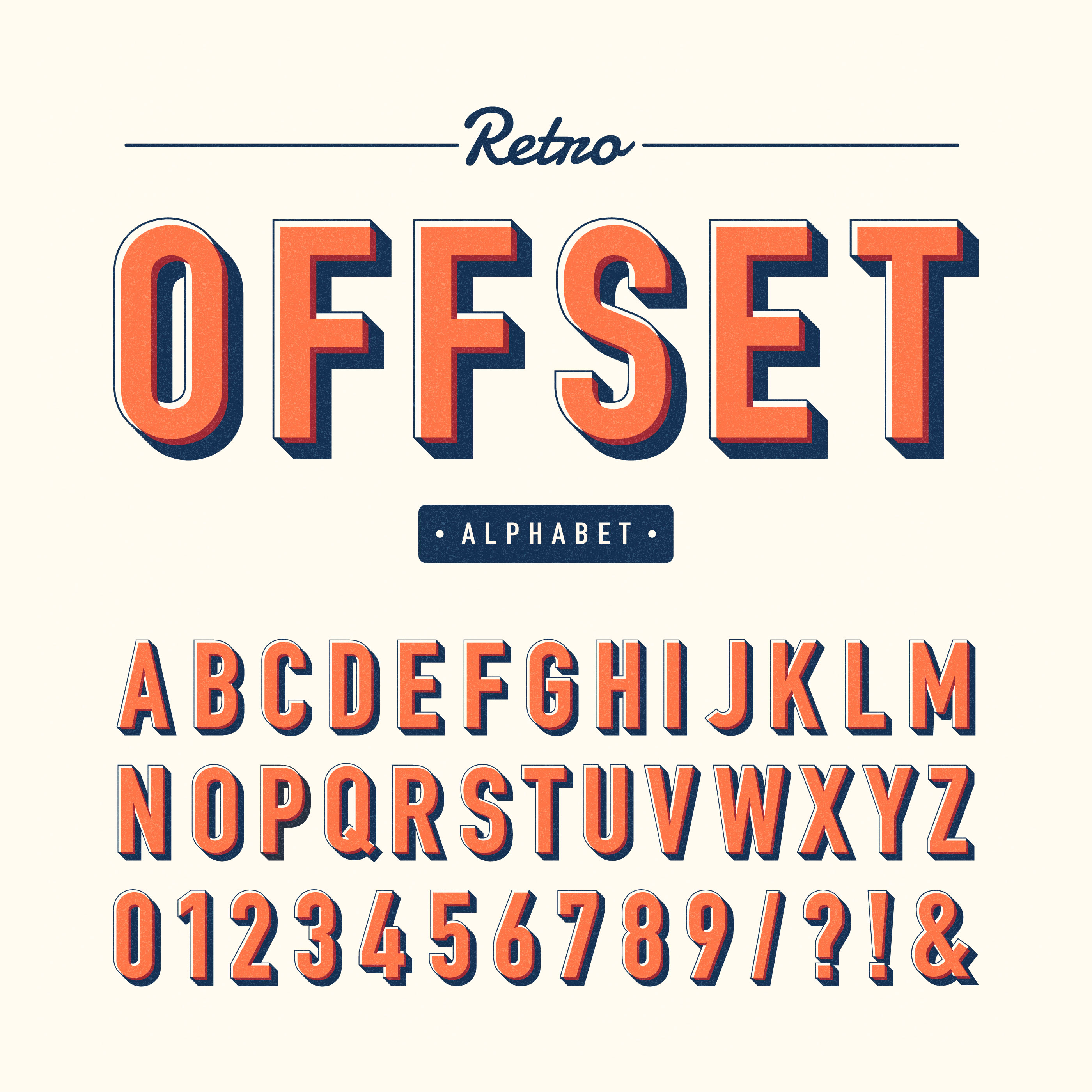 Retro Offset Alphabet Vector Set 245354 Vector Art at Vecteezy