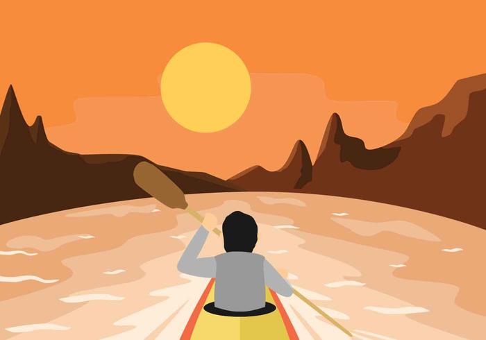 Kayaking First Person View Vector Illustration