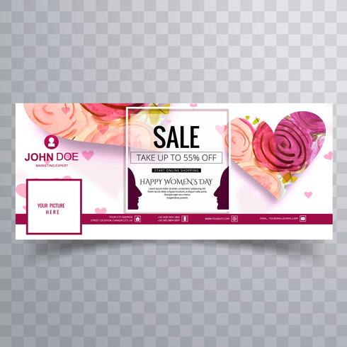 Women's day facebook cover with heart design vector