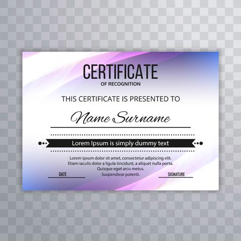 Certificado plantilla Premium premios diploma diseño colorido ola vector