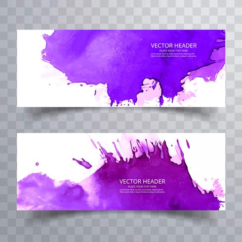 Modern colorful watercolor banners set vector