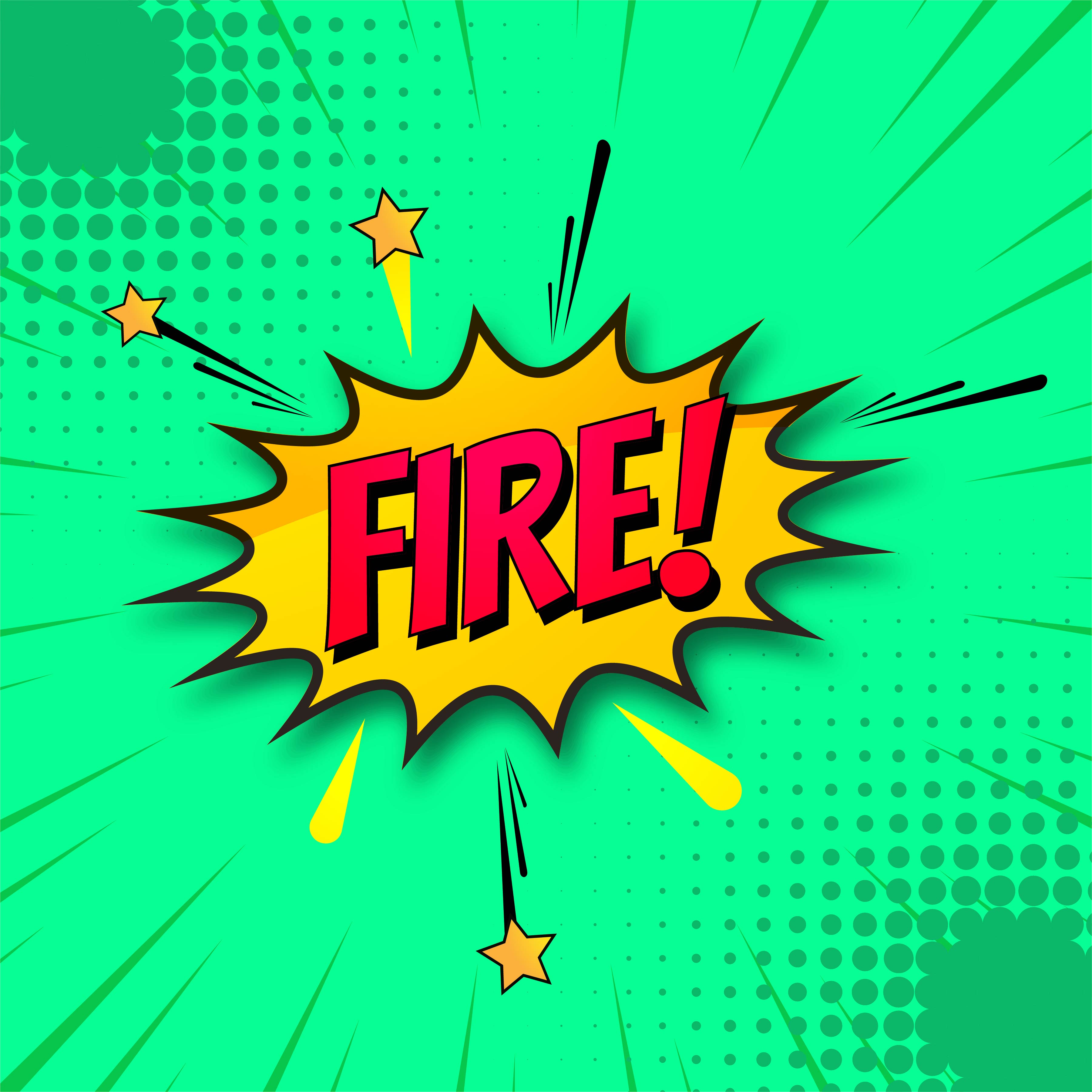 Download Fire comic book green background vector - Download Free ...