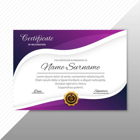 Resumen elegante plantilla de diploma certificado con diseño de onda vector