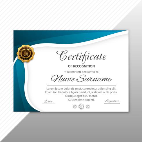 Resumen elegante plantilla de diploma certificado con diseño de onda vector