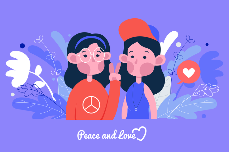Vector de paz y amor
