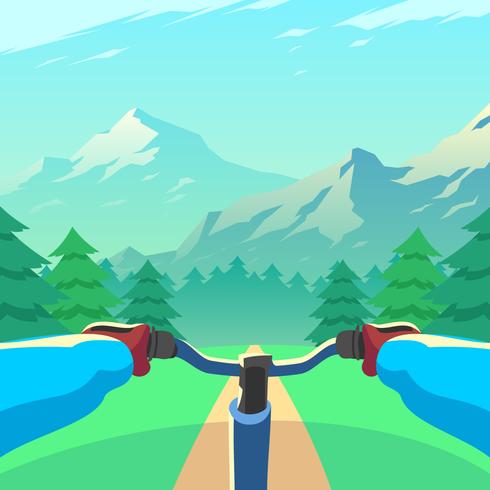 Downhill Mountain Landscape First Person Vector