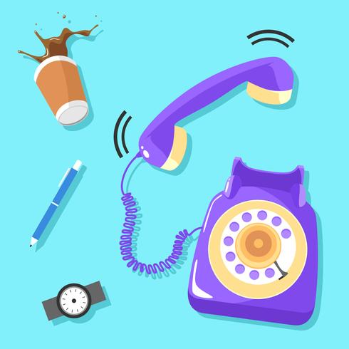 Ringing Purple Rotary Telephone Vector