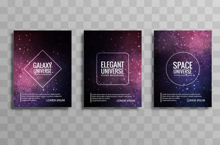 Beautiful galaxy colorful business brochure design set vector