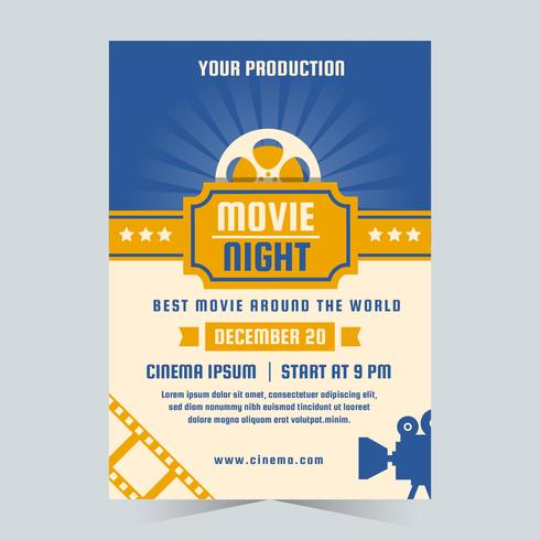 Download Movie Night Poster Vector - Download Free Vectors, Clipart ...