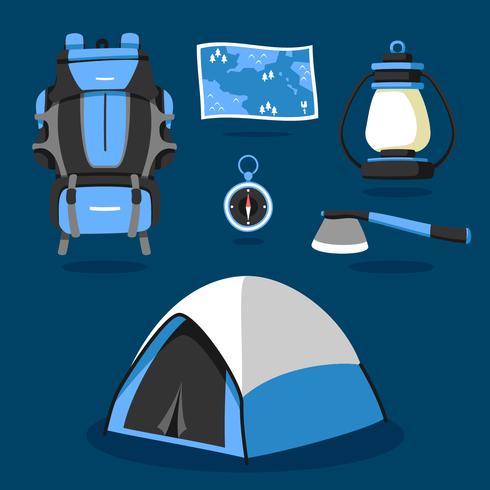 Camping Supplies Knolling Vector Set