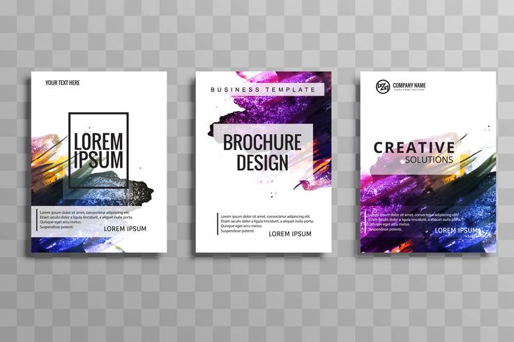 Abstract watercolor business brochure set of cards vector 