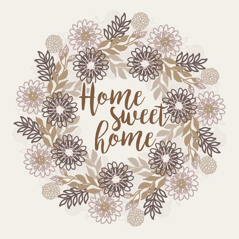 Vector Home Sweet Home Floral Wreath