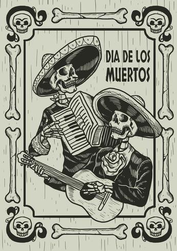 Día de la ilustración del cráneo muerto vector