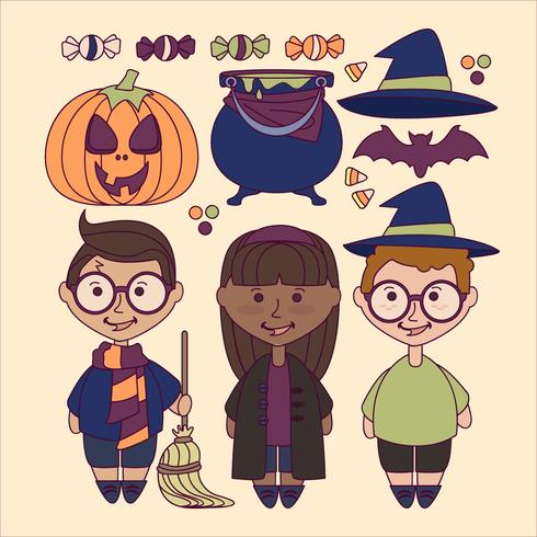 Vector lindo elementos de Halloween