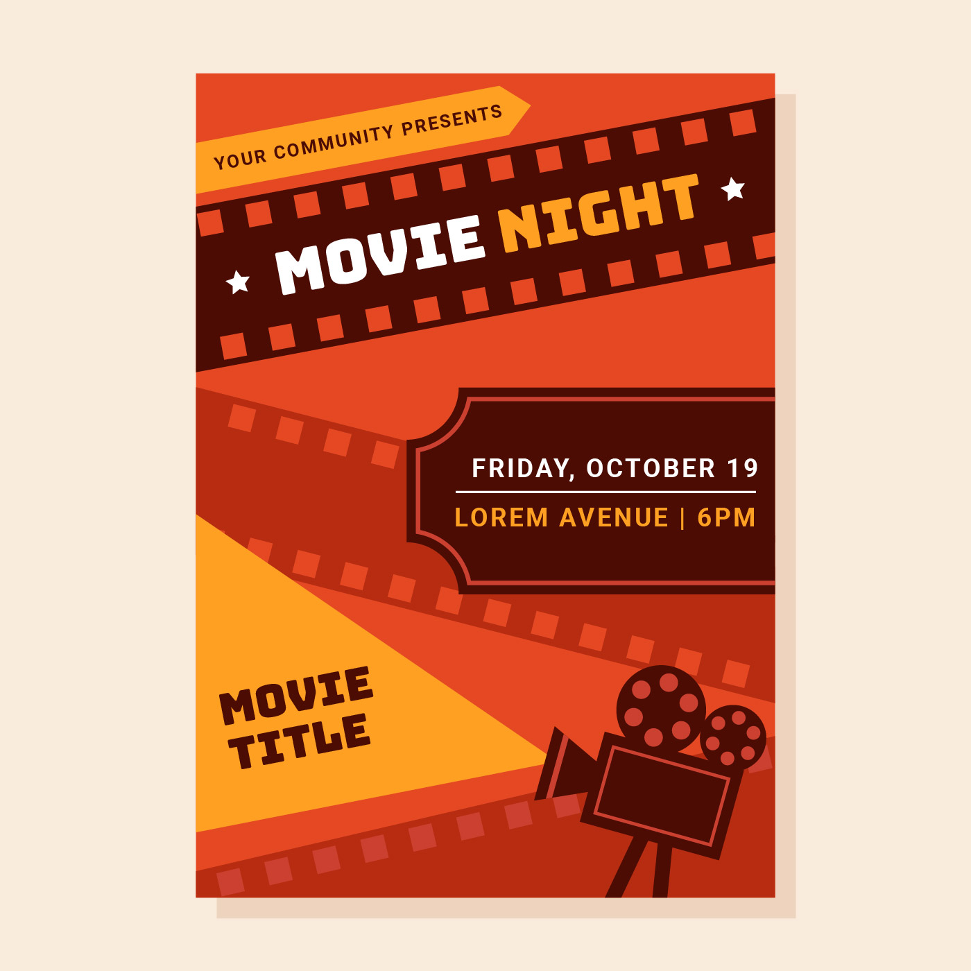 Download Movie Night Poster 245793 - Download Free Vectors, Clipart ...