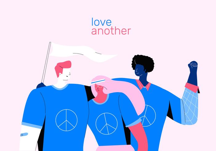 Activista de pie por la paz y el amor Vector ilustración plana