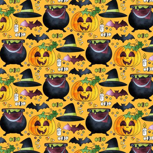 Vector Cute Halloween Seamless Pattern