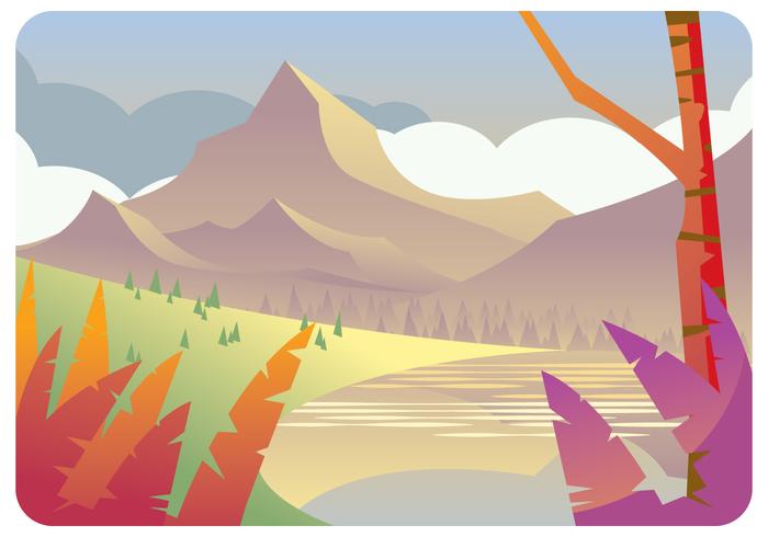 Vector de vista del paisaje de montaña