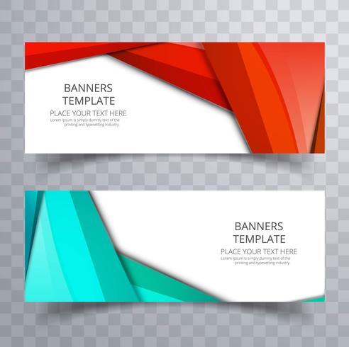 Banner colorido moderno conjunto con onda de encabezado vector