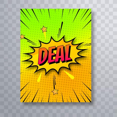 Pop art colorful comic book deal template brochure vector illust