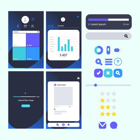 cartas ui kit vector