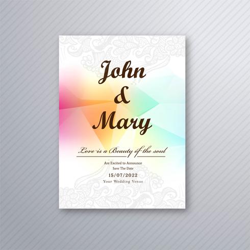 Beautiful colorful wedding card template design vector