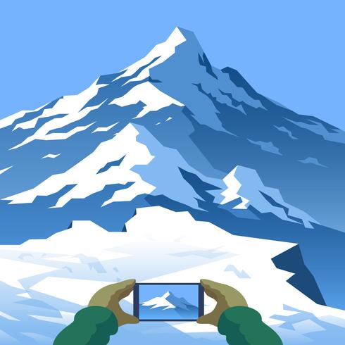 Take A Picture Mountain Landscape First Person Vector