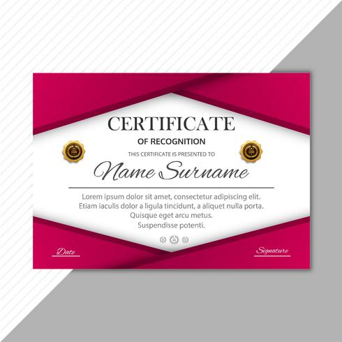 Certificate diploma template colorful vector illustration