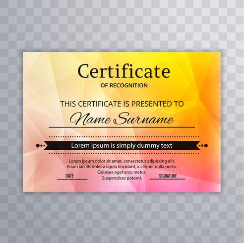 Hermoso certificado de aprecio plantilla colorido backgrou vector