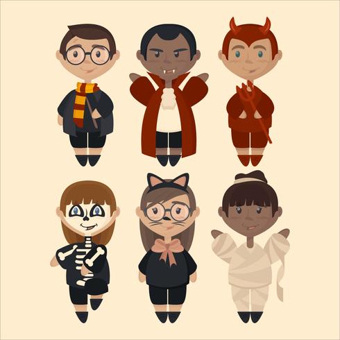 Vector Illustration of Kids in Costumes