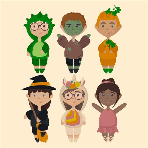 Vector Illustration of Kids in Costumes