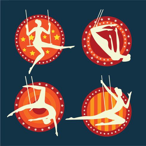 Set of Performing Acrobatic Trapeze Artist vector