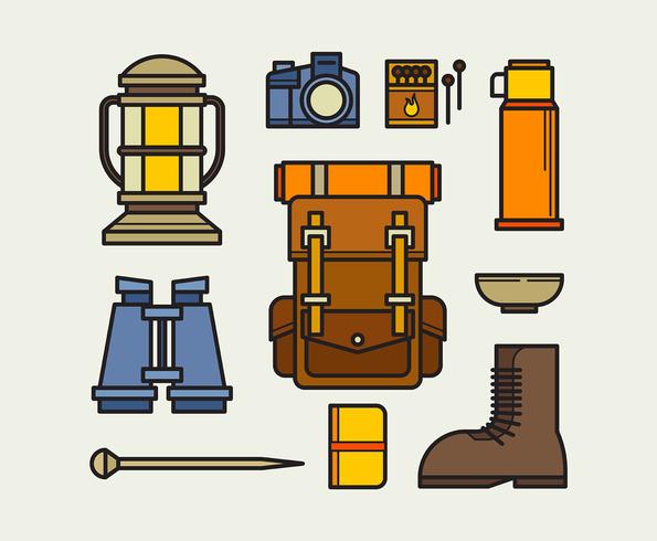 Suministros de Camping Knolling vector